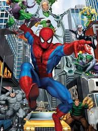 Black And Green Spiderman Art Print Spider Man Doctor Octopus Green Goblin Vulture Black Cat Electro Lizard Rhino And Sandman 32x24in Imagens Marvel Sexteto Sinistro Marvel