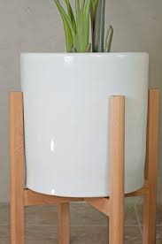 Save $13.30 (10%) sale $119.69. Yard Garden Outdoor Living White Ceramic Planter With Wooden Stand Large Flower Plant Pot Indoor Outdoor Home Garden
