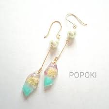 春夏アクセサリー ドライフラワー パールのロングレジンピアス イヤリング アクセサリー レジン ピアス イヤリング