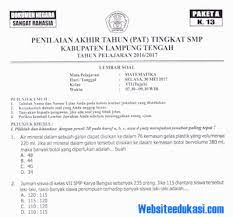 Tulis namamu di sudut kanan atas 2. Soal Pat Ukk Matematika Smp Mts Kelas 7 Tahun 2018 Soal Terbaru