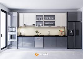 Mẫu tủ bếp inox cánh kính cường lực CK40 - VINAKIT