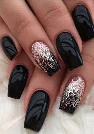 Short Black Acrylic Nails With Glitter 99 Trending Black Nails Art Manicure Ideas Black Coffin Nails Black Acrylic Nails Long Black Black Nails With Glitter Nail Art Manicure Ombre Nail Designs