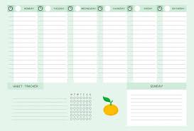 Modèles de planning semaine 2021 (hebdomadaire/semainier) tous les modèles de calendrier 2021 semaine sont disponibles aux formats excel et pdf, formats de papier a4, horizontal/vierge. Calendrier De La Semaine Et Suivi Des Habitudes Avec Modele De Mandarine Conception De Calendrier Avec Illustration De Dessin Anime D Agrumes Page Vierge De L Organisateur De Taches Personnelles Pour Le Planificateur