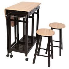 White colour makes it appropriate for all designs and style, and the contemporary finish makes sure you can't go wrong with it. Mobile Kitchen Island Cart Breakfast Table With 2 Stools Fastfurnishings Com