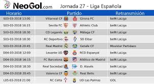 Calendario, resultados, goles, posiciones, estadísticas, entrevistas, jugadores del fútbol español, videos y más. Jornada 27 Liga Espanola 2018 Partidos Y Horarios