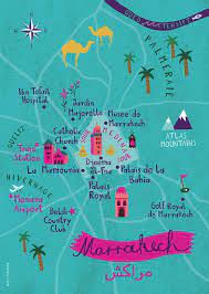 Illustrated Map Personalized Illustrated Wedding Map Of Marrakech Morocco Illustrated Map Morocco Map Marrakech