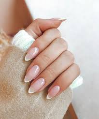 Manicure Sns Nails Mani Pedi French Tip Shellac Nail Polish Acrylic Gel Nail Art Nailart Nailinspo In 2020 French Manicure Nails Pointy Nails Almond Nails Designs