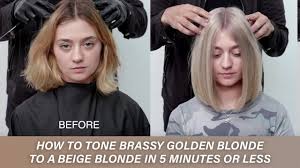 How To Tone Brassy Golden Blonde To A Beige Blonde In 5 Minutes Or Less Kenra Color