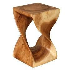 Natural Wood Twist Accent Stool Wooden Stool Designs Modern Rustic Furniture Side Table Wood