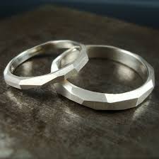Thin Sterling Chiseled Wedding Rings Made To Order 280 00 Via Etsy With Images Wedding Rings Rings Modern Engagement Rings