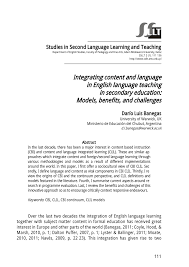 Pdf Integrating Content And Language In English Language Teaching In Secondary Education Models Benefits And Challenges