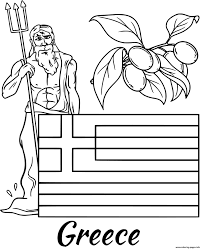 Click for more educational pictures for kids. Greece Flag Zeus Coloring Pages Printable