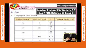 Secara matematis, rumus panjang busur sebagai. Jawaban Esai Ayo Kita Berlatih 7 3 Bab 7 Mtk Halaman 93 Kelas 8 Lingkaran Youtube