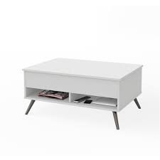 Coffee table has drawers on all sides, casters below and has lift top function. Bestar Krom Lift Top Coffee Table With Metal Legs 17 In X 37 In White 17160 1117 Rona