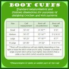 Crochet Boot Cuff Size Chart Google Search Knitted Boot