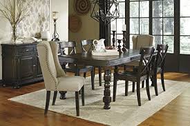 Gerline Formal Wood Dark Brown Color Dining Room Set Rectangle Extension Table With 4 Dark Brown Chairs 2 Light Brown Chairs Server