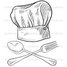 chef hat with utensils sketch chefs hat utensils drawing cartoon chef