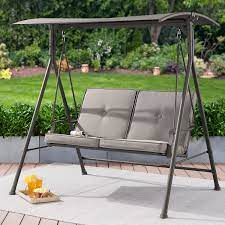 It can transform your backyard into an elegant outdoor room in which to entertain guests, enjoy a relaxing evening after a long day or let the kids play out of the midday sun. Mainstays Holten Ridge Two Seat Canopy Patio Swing With Gray Cushions Walmart Com Walmart Com