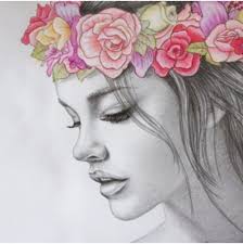 Artistic Face Desktop Nexus Wallpapers Pretty Drawings Crown Drawing Flower Crown Drawing