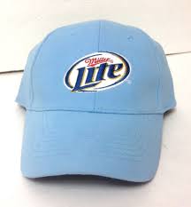 Miller Lite Beer Hat Light Blue Curved Bill Women Men Osfm Velcro Adjustable Cap Alcohol Clothes Unisex Baseball Cap Beer Hat