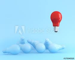 Outstanding Light Bulbs Red In Air One Different Idea From The Others On Blue Pastel Background Mi Pastel Background Bulb Concept