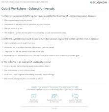 Quiz Worksheet Cultural Universals Study Com