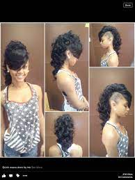 Weave hairstyles do not have to be a single color but can combine lowlights and highlights like this fantastic combination of this is a medium length quick weave with a touch of bold black color infused with some red. Best Of Curly Mohawk Quick Weave Hairstyle 2021 Braided Mohawk Hairstyles Mohawk Hairstyles Quick Weave Hairstyles