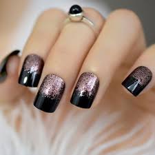Black And Rose Gold Glitter Nails 35 Gorgeous Rose Gold Nails Perfect For Any Event 2020 Guide Square Nail Designs Fancy Nails Nail Design Inspiration