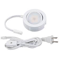 Mvp White Under Cabinet Led Single Puck Light Plug In Kit 8f060 Lamps Plus
