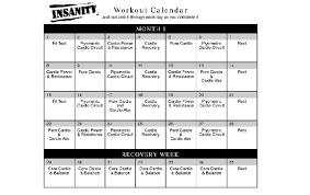 Insanity Workout Calendar Calendar Yearly Printable