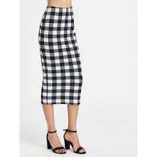 Black And White Checkered Pencil Skirt Black And White Plaid Sheath Long Full Length Polyester Party Fabric Has Some Stretch Summer High Waist Skirt Womens Skirt Long Pencil Skirt Bodycon Midi Skirt