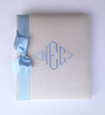 Bone Linen With Blue Stitch Baby Book By Jan Sevadjian Designs