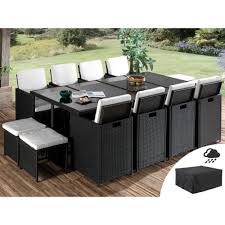 Légère et facile à nettoyer, cette table est idéale pour partager des moments de complicité sur votre terrasse ou dans le balcon. Sophia Salon De Jardin Encastrable 12 Places En Resine Tressee Noir Avec Coussins Beiges Housse De Protection Salon De Jardin Et Ensemble Repas Mobilier De Jardin Jardin Et Plein Air Gifi