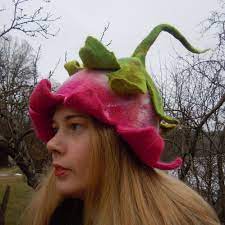 Beautiful Bell Shaped Hat Pink Bell Flower Hat Pixie Hat Elf Etsy Flower Hats Pixie Hat Unique Hats