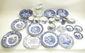 Collection of blue and white pottery inc. Copeland Spode Italian ware, G.  Jones & Sons Abbey ware, R