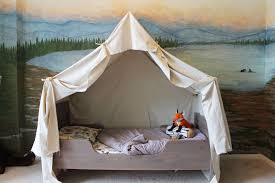 Remodelaholic Camping Tent Bed In A Kid S Woodland Bedroom Toddler Bed Tent Kids Bed Tent Bed Tent