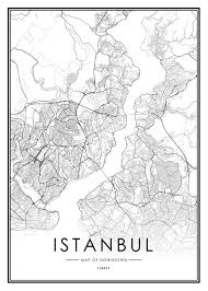 While geographically most of the country is situated in asia, eastern thrace is part of europe photo map. Istanbul City Map Turkey White And Black Art Print By 23maps X Small City Map Poster Istanbul City City Map