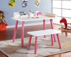 Mdf and pine for sturdy frame. Growing Art Table Set In White And Pink Finish By Coaster 480004