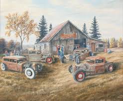 Acrylic painting on canvas one of a kind artwork size: Rat Rods Painting By Dan Reid
