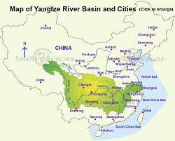 Rivierengebied Jangtsekiang De Langste Rivier Van Azie China Map Three Gorges Dam River Basin