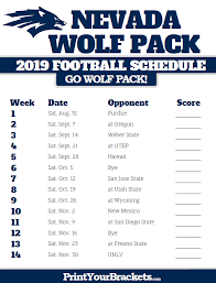 Printable 2019 Nevada Wolf Pack Football Schedule Nevada Wolf Pack Nevada Wolf Pack