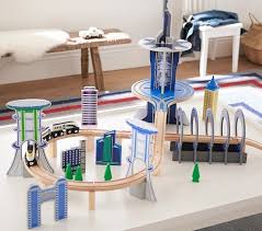 Pottery Barn Kids Wooden Metropolis Play City Train Track Set Toy Train Train Tracks Toy Trains Storage
