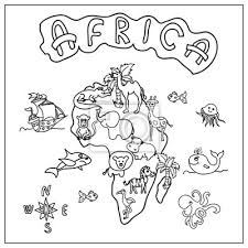 Strichzeichnung zum ausmalen für kinder, siehe malbuch. Afrika Kontinent Kinder Karte Ausmalbilder Fototapete Fototapeten Tintenfisch Wal Quallen Myloview De