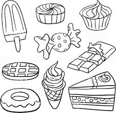 Bagel Clipart Black And White 9 Sketch Drawing Of Sweet Food In Line Art Style Food Clipart Coloring Books Clipart Black White