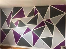 Also, it is perfect to add a colorful accent to your boy's room as well. Geometric Triangle Wall Designs Wall Paint Patterns Geometric Wall Paint Diy Wall Painting