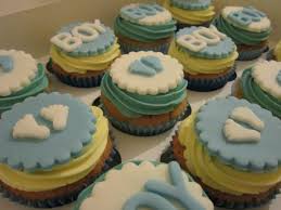 Buttercream baby shower cake with navy blue to white ombre ruffles. Baby Shower Cupcakes Baby Boy Baby Feet Vanilla Cupcakes With Vanilla Buttercrea Baby Shower Cupcakes Baby Shower Cupcakes For Boy Vanilla Buttercream Icing