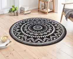 rond vloerkleed valencia zwart 200 cm rond teppich schwarzer teppich teppich schwarz weiss
