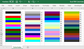 Vba Colorindex Property Of Excel Range Shape Chart Background Color