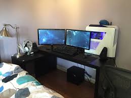 Computer Desks For Dual Monitors Decordip Com In 2020 Diy Computer Desk Large Computer Desk Computer Desk Plans
