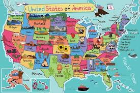 Map For Kids Poster Etsy Usa Map Maps For Kids United States Map